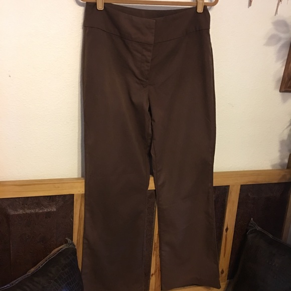 Metro style brown boot cut stretch slacks 12 - Picture 2 of 6